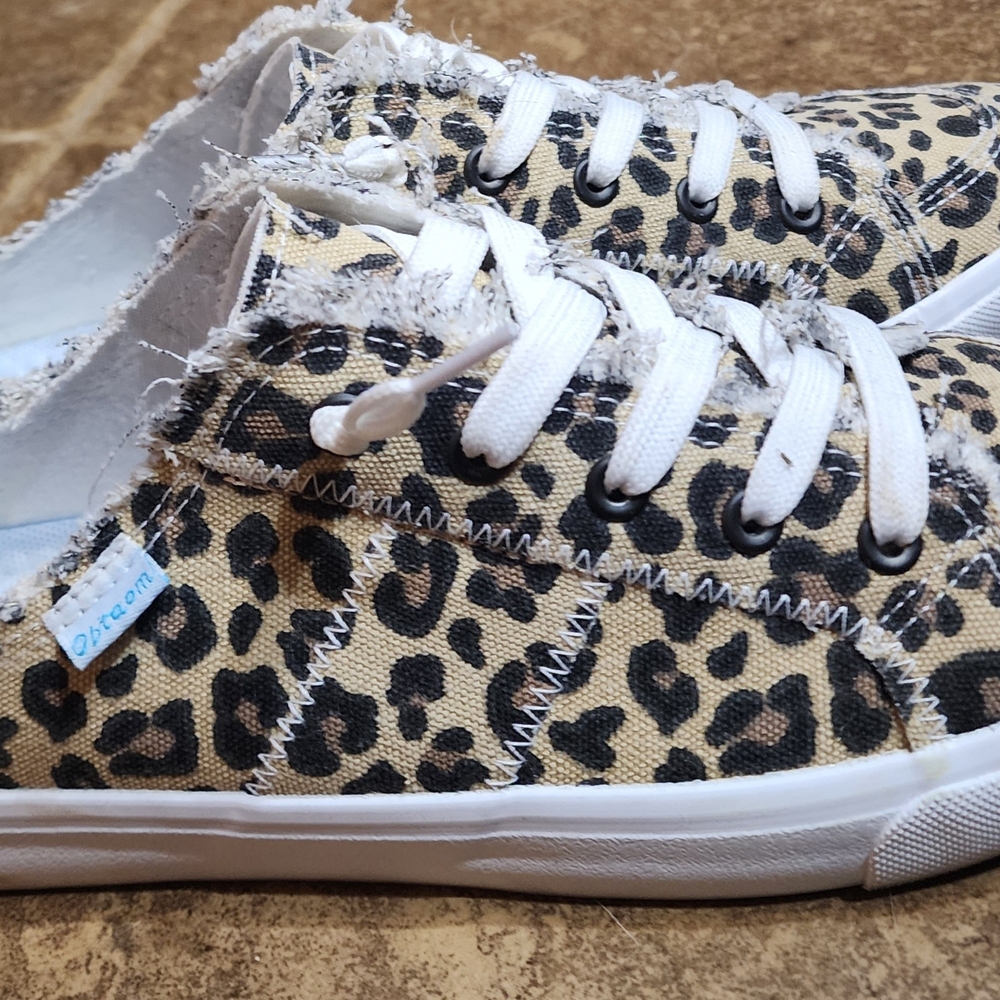 Leopard Print Canvas Mule Sneakers